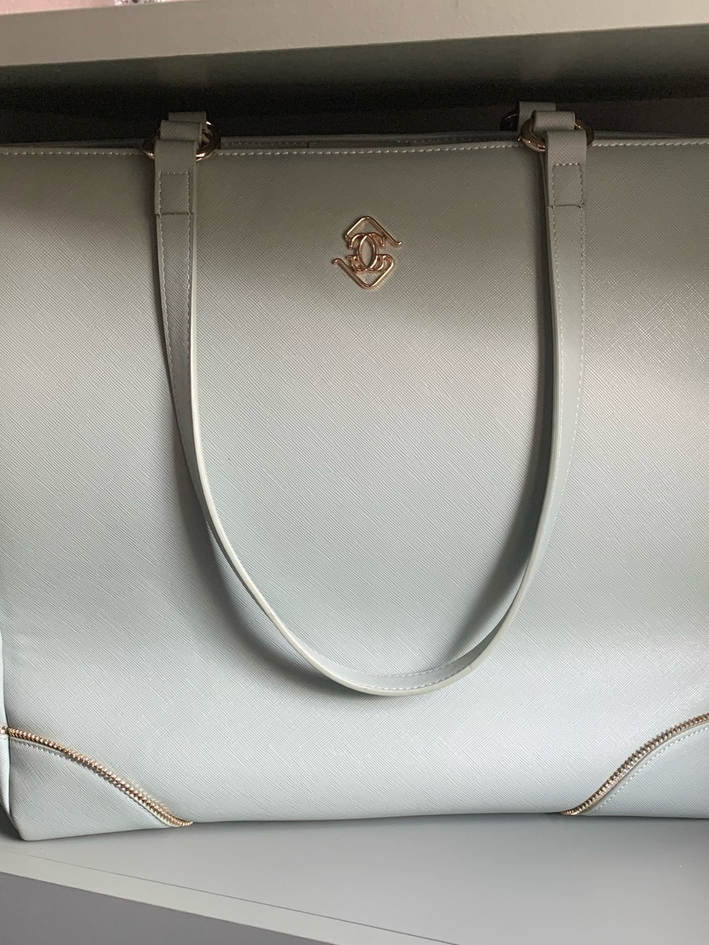 Glass Ladder & Co. Moss Large Michelle Tote with Gold Hardware & crossbody strap